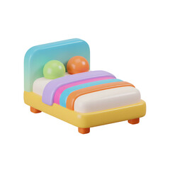 Colorful Toy Bed with Balls on Mattress.