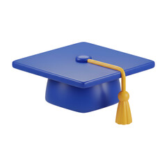 Blue Graduation Cap with Yellow Tassel.