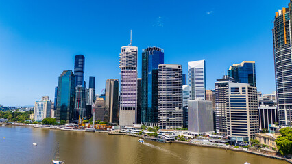 Fototapeta premium Brisbane City Skyline and Brisbane River on a Sunny Day, Australia