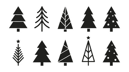 Varied Stylized Christmas Tree Icons Set