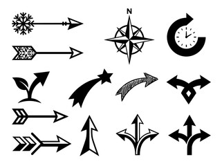 Set of Winter Themed Arrows and Directional Navigation Icons