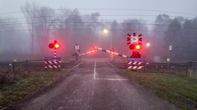train passing by on a secure railroad crossing