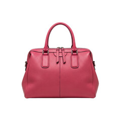Pink leather handbag on Transparent Background