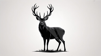Majestic Deer Silhouette: A striking silhouette of a majestic deer stands proudly, showcasing its magnificent antlers.