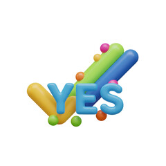 Colorful 3D Yes Text with Spheres.