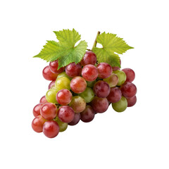 Fototapeta premium Fresh grapes with leaves on Transparent Background