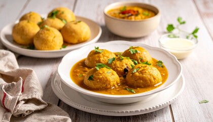 Dal Bafla Traditional Meal. Traditional Indian Food