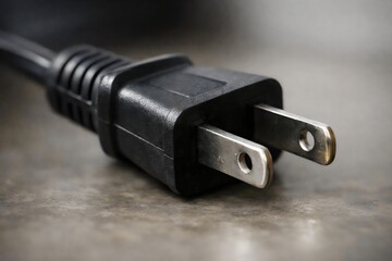 Electric Power Plug Close-Up on Neutral Surface