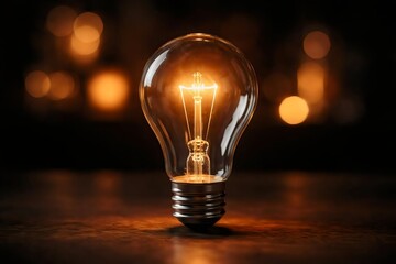 Glowing Vintage Light Bulb in Dark Setting