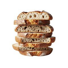 Sourdough bread slices stack on Transparent Background