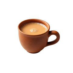 Milk Tea Cup Brown Pottery on Transparent Background