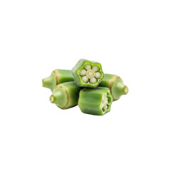 Fresh okra pieces on Transparent Background