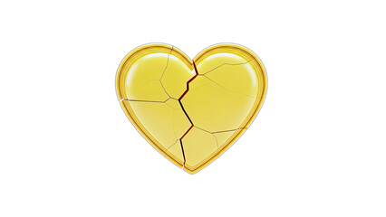 3D Broken Golden Heart on transparent background