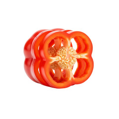 Sliced red bell pepper with seeds