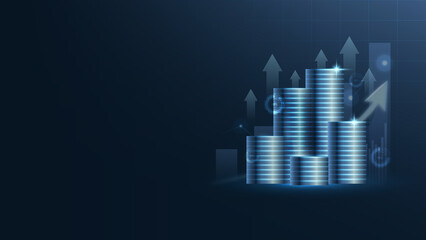 An abstract image featuring stacked coins and upward arrows, symbolizing growth, investment, and financial progress.