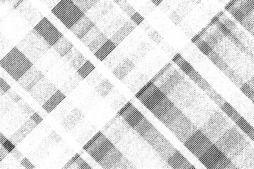 Macro halftone of soft diagonal plaid stripes and shaded checks, printed in black ink on a transparent background.