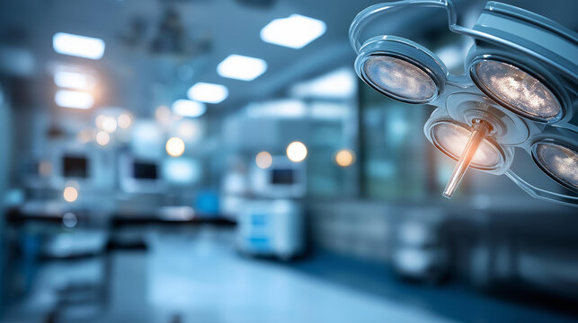 Artistically blurred background of modern operating room creating soft surgical environment defocused medical equipment abstract operating theater intentional blur effect for