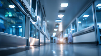 Modern hospital corridor with bright overhead lighting and clean contemporary design professional healthcare facility hallway clinical architecture sterile medical environment
