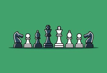 Strategic Chess Pieces in a Minimalist Design Showcasing the Game's Intense Rivalry © VGX Ultra
