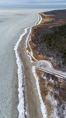 Frozen shoreline of New Brunswick, Canada. 