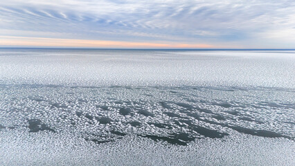 Frozen shoreline of New Brunswick, Canada. 