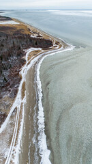 Frozen shoreline of New Brunswick, Canada. 