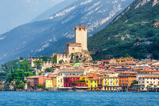 Malcesine Town and Scaliger Castle on Lake Garda, Italy