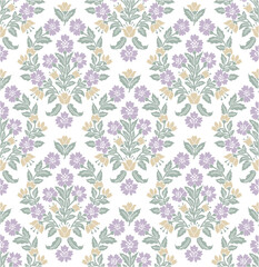 FLORAL BLOCK PRINT REPEAT VECTOR PATTERN FLOWER DESIGN BOHO PATTERN