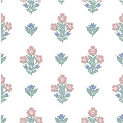 FLORAL BLOCK PRINT REPEAT VECTOR PATTERN FLOWER DESIGN BOHO PATTERN