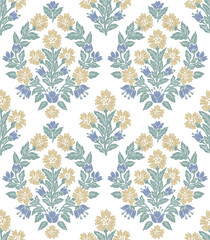 FLORAL BLOCK PRINT REPEAT VECTOR PATTERN FLOWER DESIGN BOHO PATTERN
