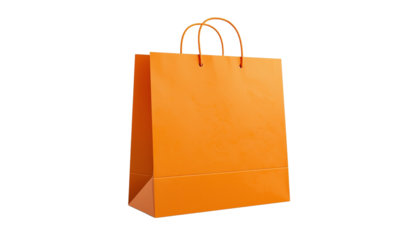An orange shopping bag on a for the concept of retail and shopping