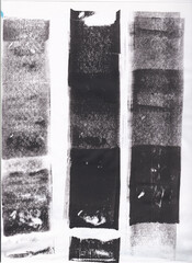 High-resolution abstract background features a dynamic blend of black and colored paint, hand-created using a Gelli plate and a brayer roller. The resulting image captures an authentic grunge.