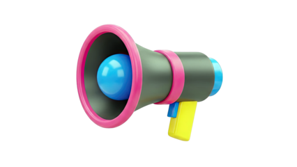 3D Illustration of a Colorful Megaphone