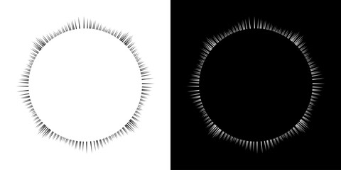 Fototapeta premium Dynamic abstract spiral sound wave rhythm lines. Circular spiral sound wave rhythm of lines. Circular futuristic abstract lines, black and white background. 