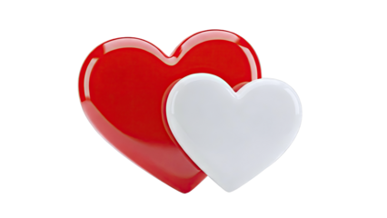 Two Heart Symbols, Red and White, Overlapping
