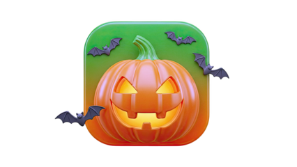 Halloween Jack-o'-lantern with Bats