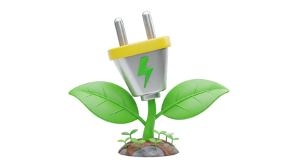 Green Energy Concept: Power Plug Growing from Plant