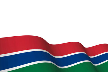 Gambian flag waving proudly with copy space above, a vibrant symbol of national pride and heritage, perfect for patriotic displays and cultural events