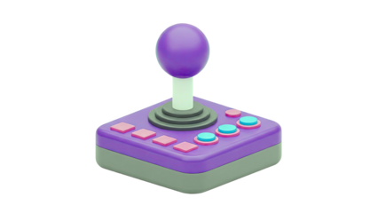 Retro Gaming Joystick with Purple and Pink Buttons