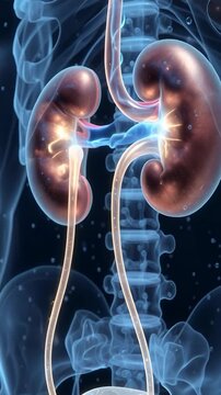 3D anatomical visualization of human kidneys filtration