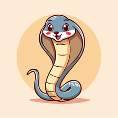 Fototapeta premium Cute and charming blue cartoon cobra illustration featuring a friendly, smiling reptile, ideal for engaging children's content and playful animal-themed graphic designs