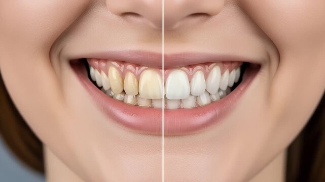 Woman's smile transformation with teeth whitening treatment