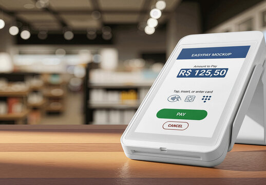 Touchscreen Retail Store Pos Terminal Mockup