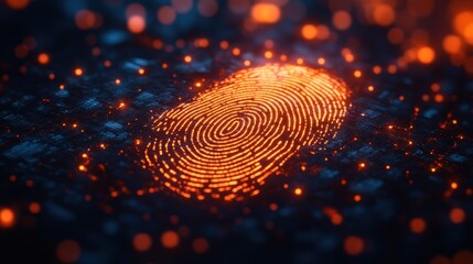 Fiery fingerprint on a dark digital surface