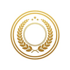 Golden laurel wreath emblem with stars for award or recognition