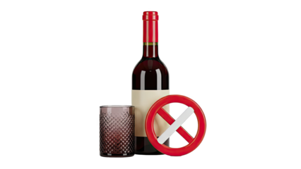 No Alcohol Symbol with Wine Bottle and Glass