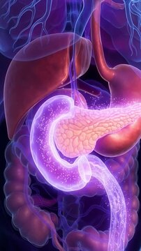 3D medical visualization of pancreas and insulin release