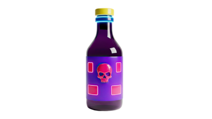 Purple Bottle with Skull Label and Neon Accents