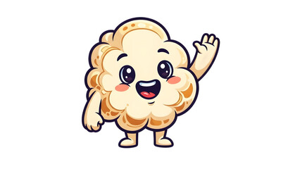 Obraz premium Cartoon croissant character waving isolated on transparent background