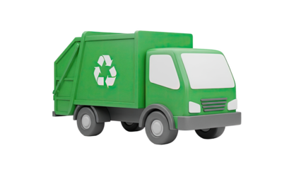 Green Garbage Truck with Recycling Symbol